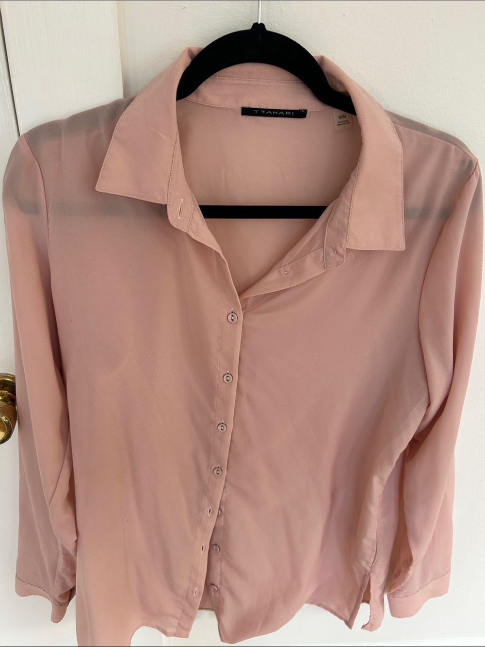 Tahari Blush Pink Long-Sleeve Button-Down Shirt